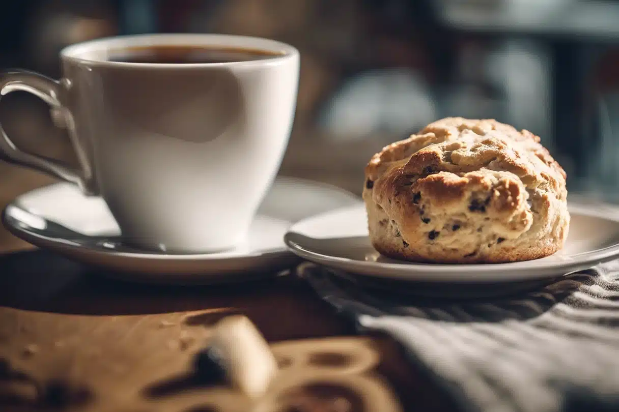 Hot Cup of Coffee and a Scone