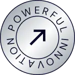 Circular Image with the Phrase; Powerful Innovation